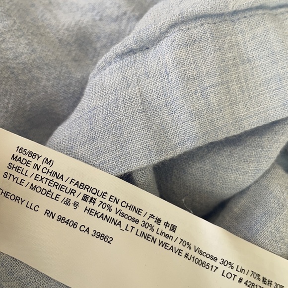 Theory blue button down short sleeve shirt medium - Picture 8 of 10